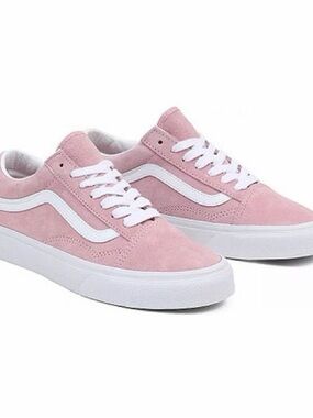 Vans Pink Suede Old Skool Sneakers with White Stripe